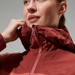 Berghaus Arnaby Hooded Jacke für Damen - Dunkelrot-Damen Wasserdicht