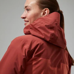 Berghaus Arnaby Hooded Jacke für Damen - Dunkelrot-Damen Wasserdicht
