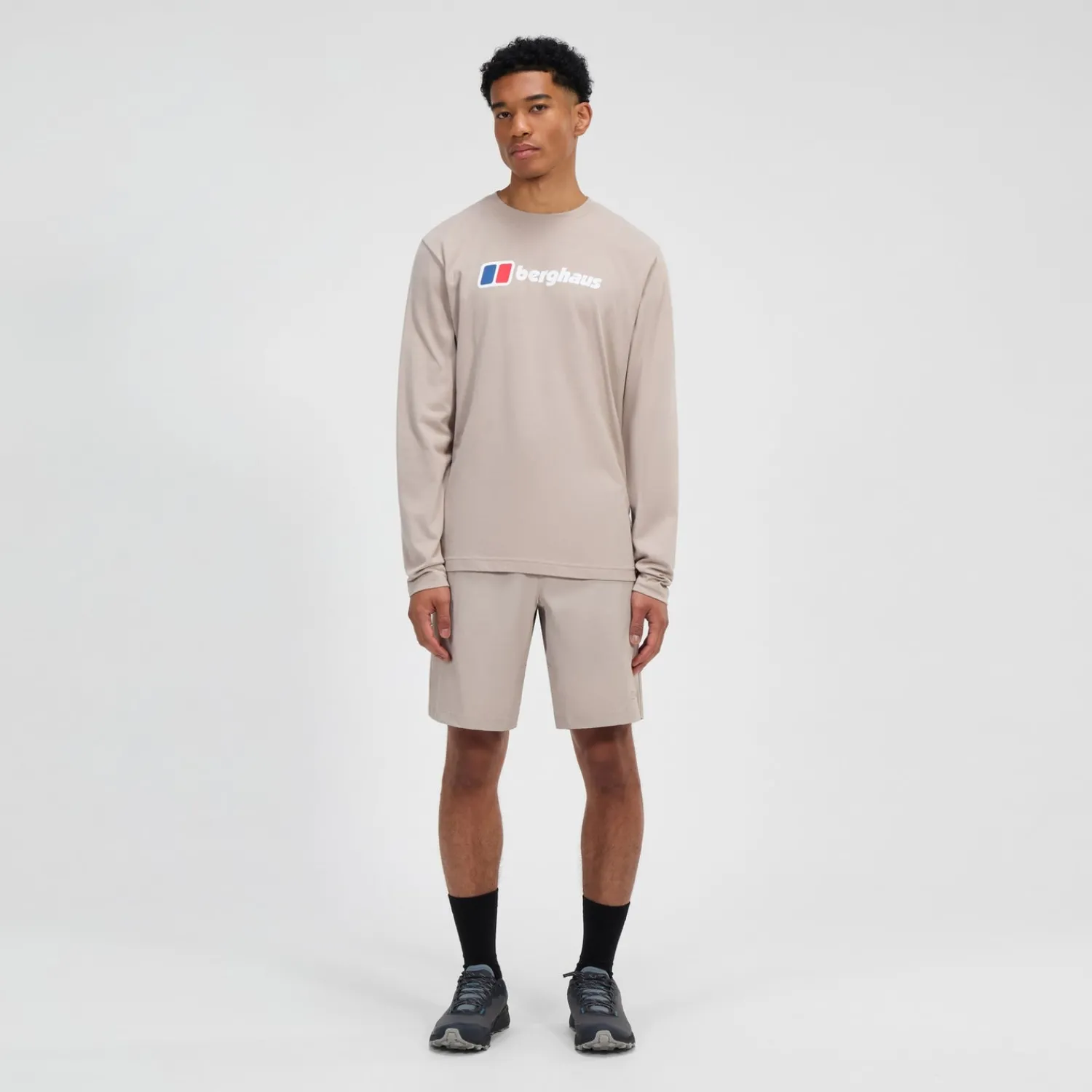 Berghaus Big Logo Langarm Shirt für Herren - Grau-Herren T-shirts