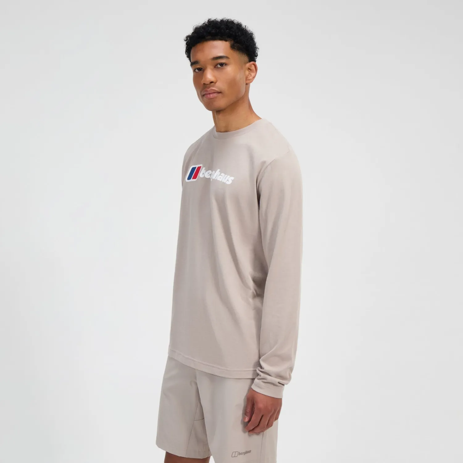 Berghaus Big Logo Langarm Shirt für Herren - Grau-Herren T-shirts