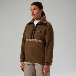 Berghaus Halb-Zip-Fleece Rhynie Aztec Unisex-Jacke - Braun/Schwarz-Damen Fleece | Fleece
