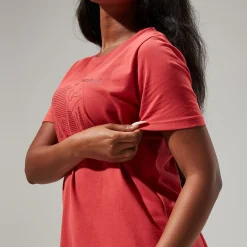 Berghaus Linear Landscapre Long Sleeve T-Shirt für Damen - Rot-Damen T-shirts