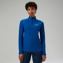 Berghaus 247 Long Sleeve Half Zip Tech T-Shirt für Damen - Blau-Damen Baselayer