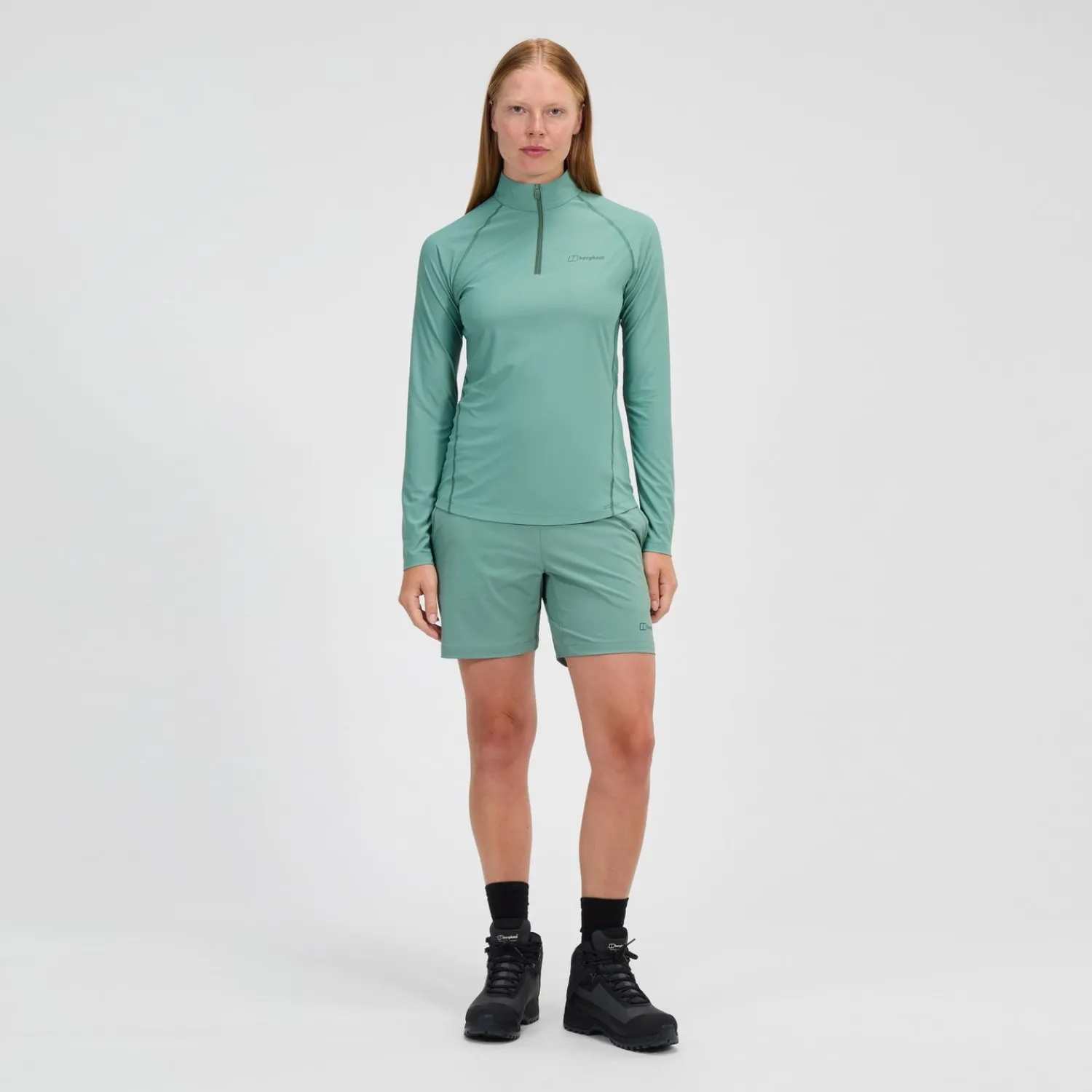 Berghaus 24/7 Long Sleeve Half Zip Tech T-Shirt für Damen - Grün-Damen Baselayer