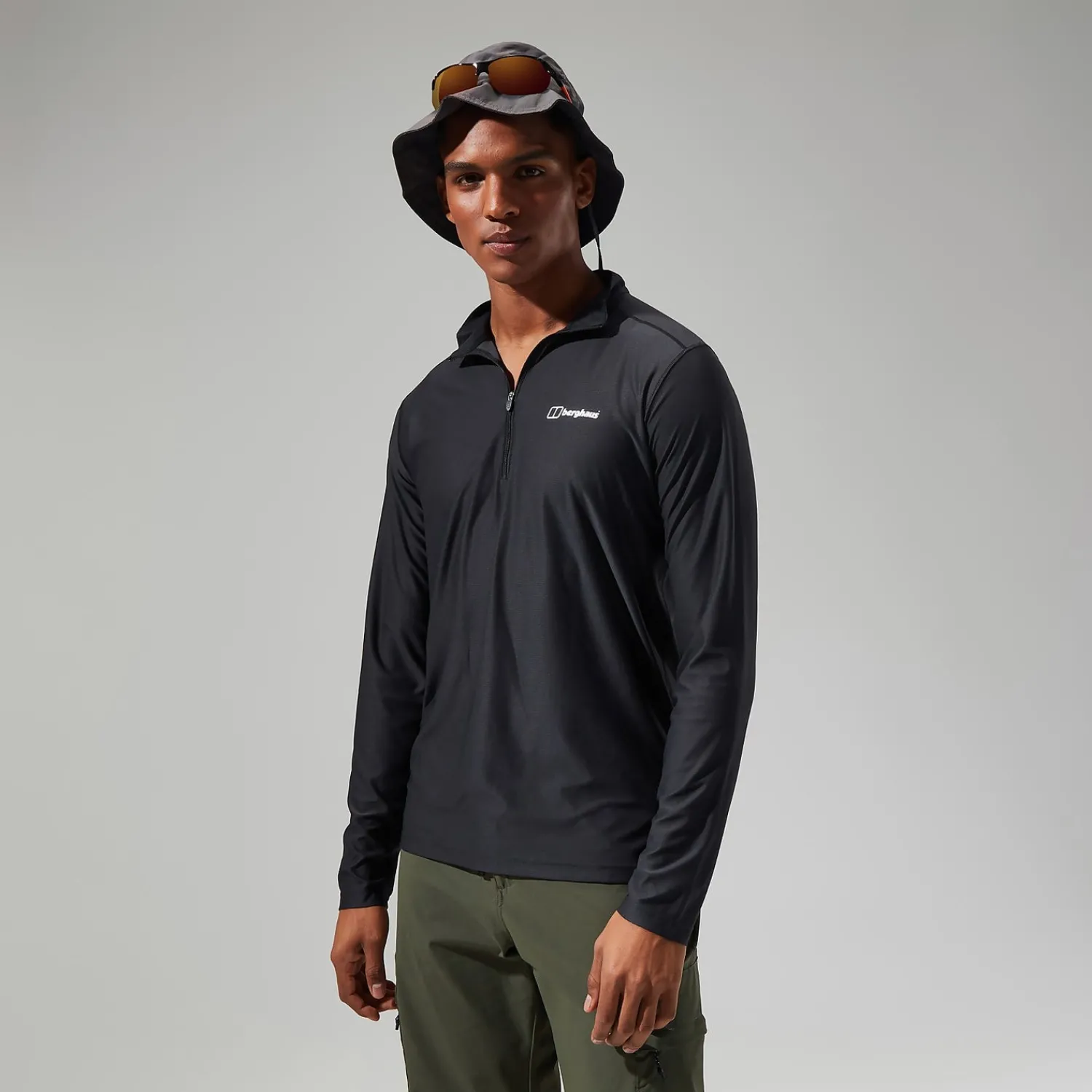 Berghaus 24/7 Long Sleeve Half Zip Tech T-Shirt für Herren - Schwarz-Herren Baselayer