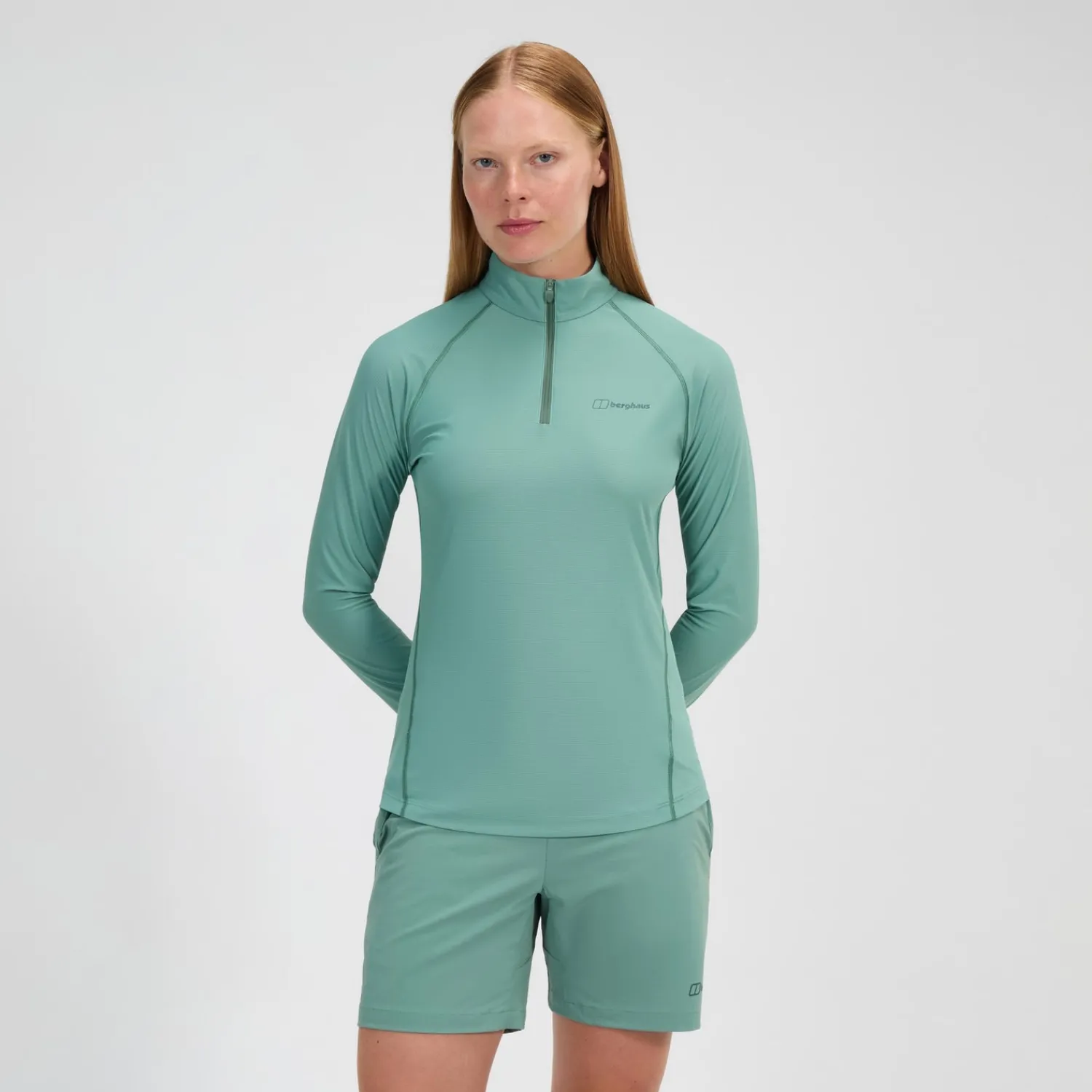 Berghaus 24/7 Long Sleeve Half Zip Tech T-Shirt für Damen - Grün-Damen Baselayer