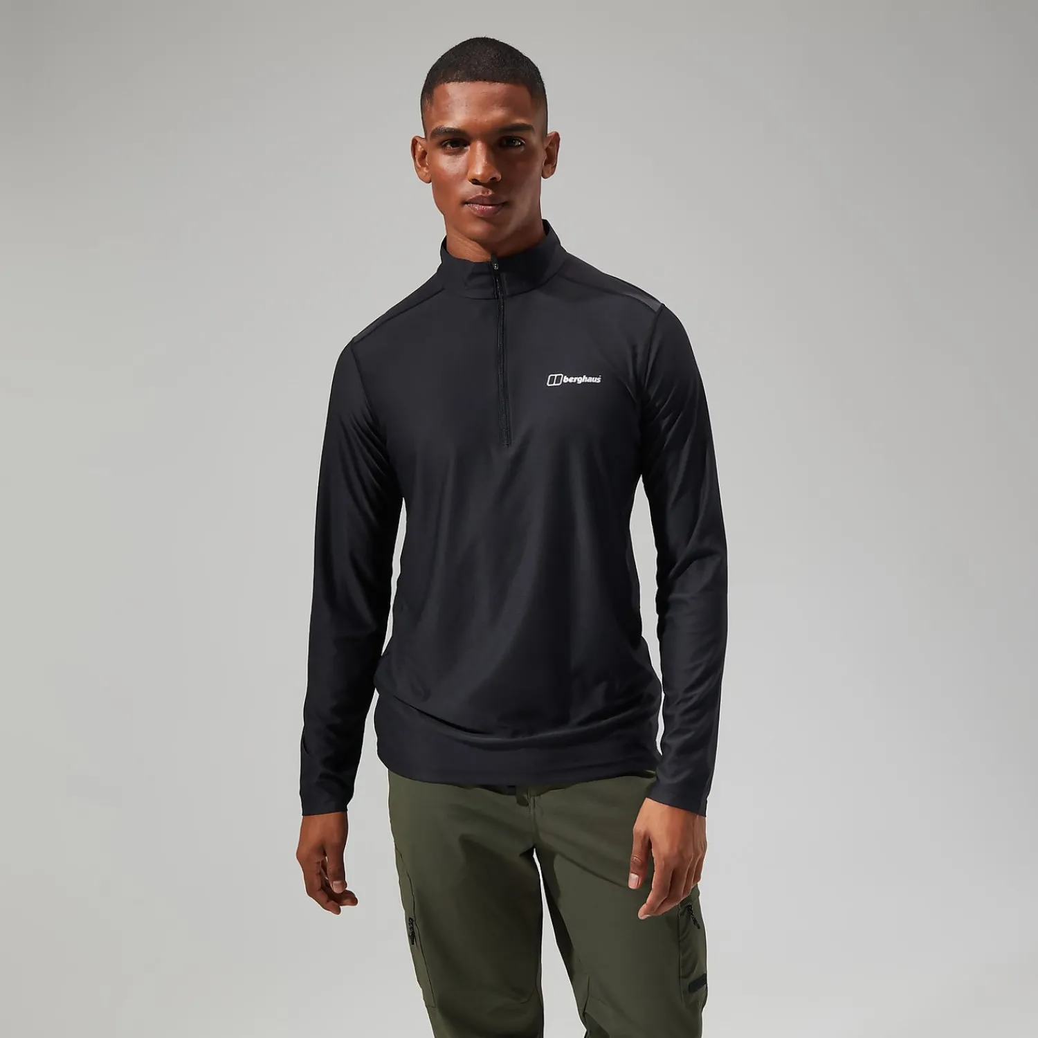 Berghaus 24/7 Long Sleeve Half Zip Tech T-Shirt für Herren - Schwarz-Herren Baselayer