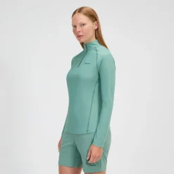 Berghaus 24/7 Long Sleeve Half Zip Tech T-Shirt für Damen - Grün-Damen Baselayer