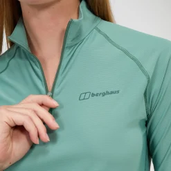 Berghaus 24/7 Long Sleeve Half Zip Tech T-Shirt für Damen - Grün-Damen Baselayer