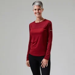 Berghaus Long Sleeve Voyager Tech T-Shirt für Damen - Dunkelrot-Damen Baselayer