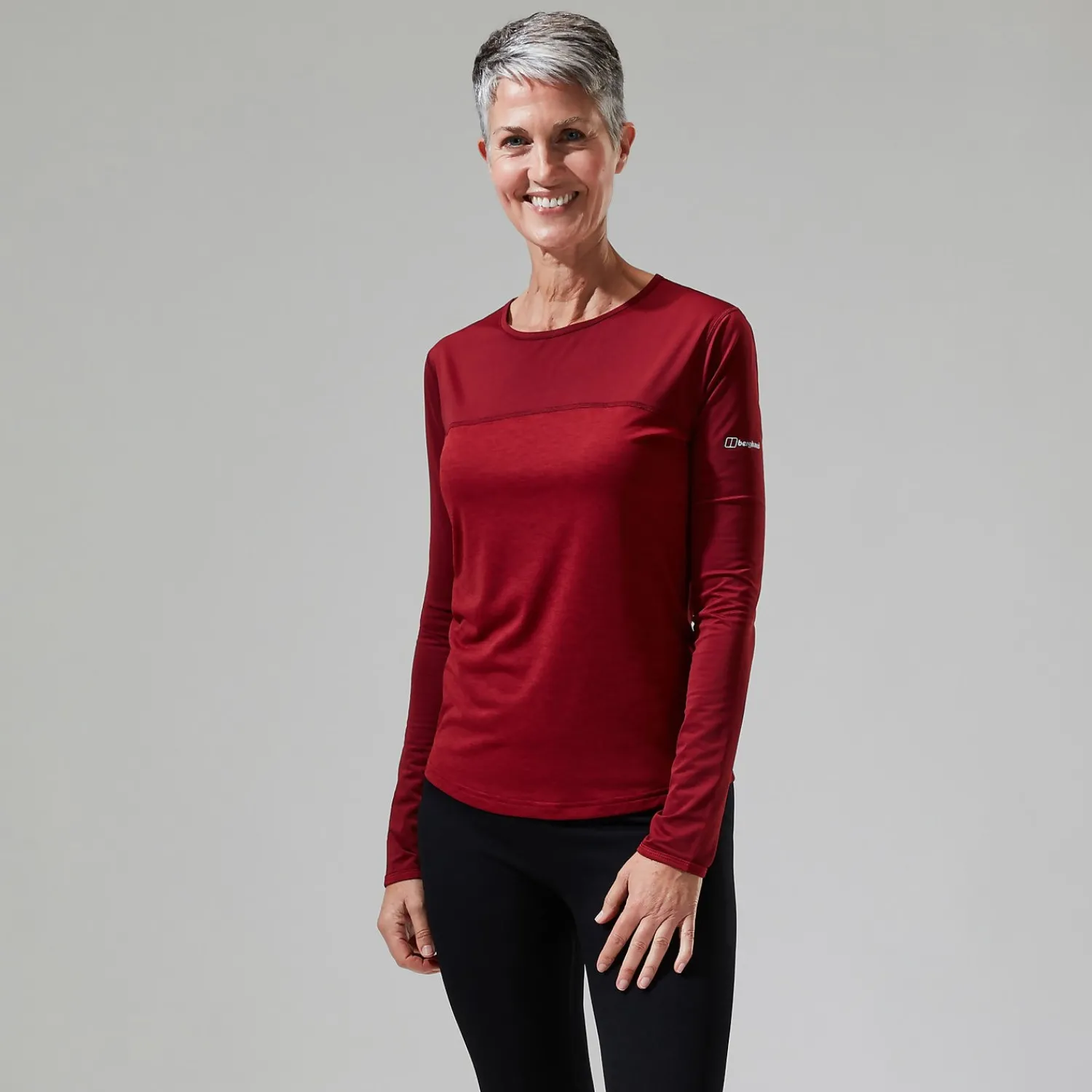 Berghaus Long Sleeve Voyager Tech T-Shirt für Damen - Dunkelrot-Damen Baselayer