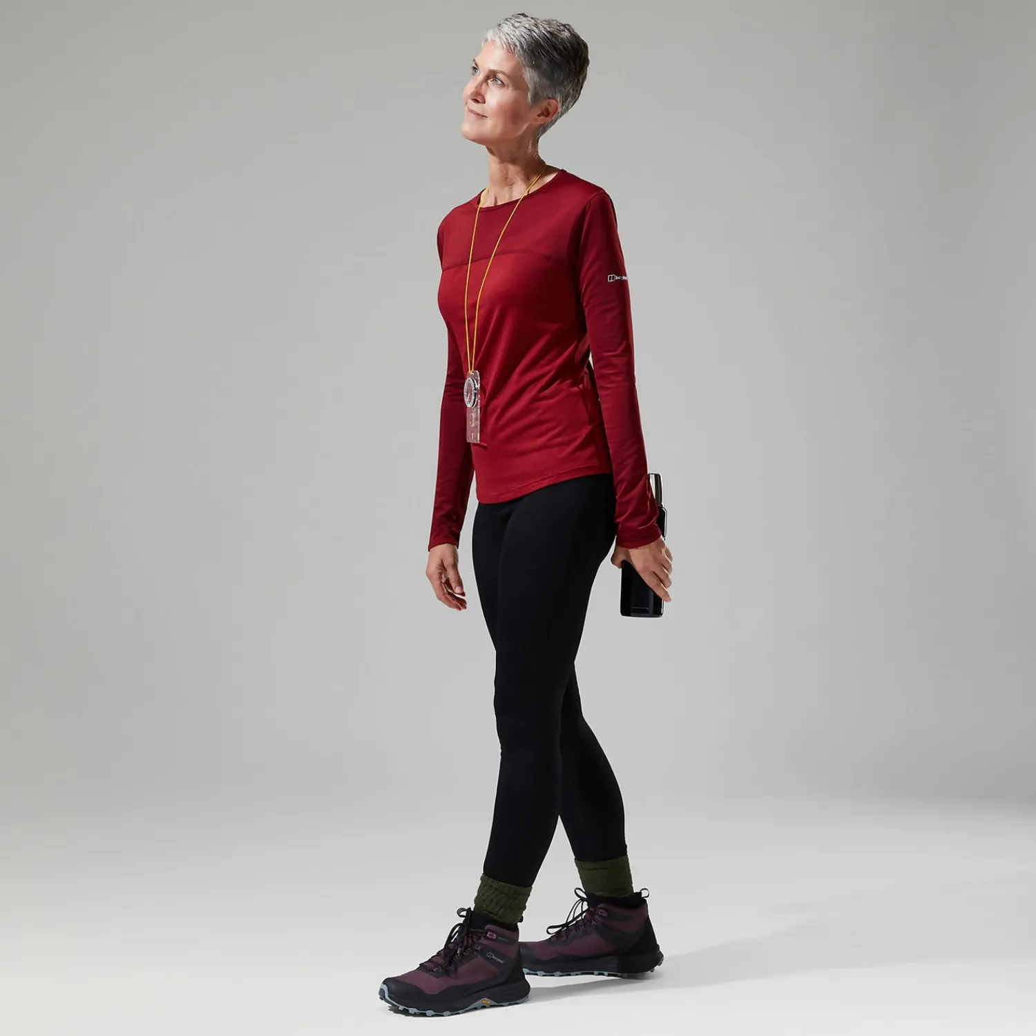 Berghaus Long Sleeve Voyager Tech T-Shirt für Damen - Dunkelrot-Damen Baselayer