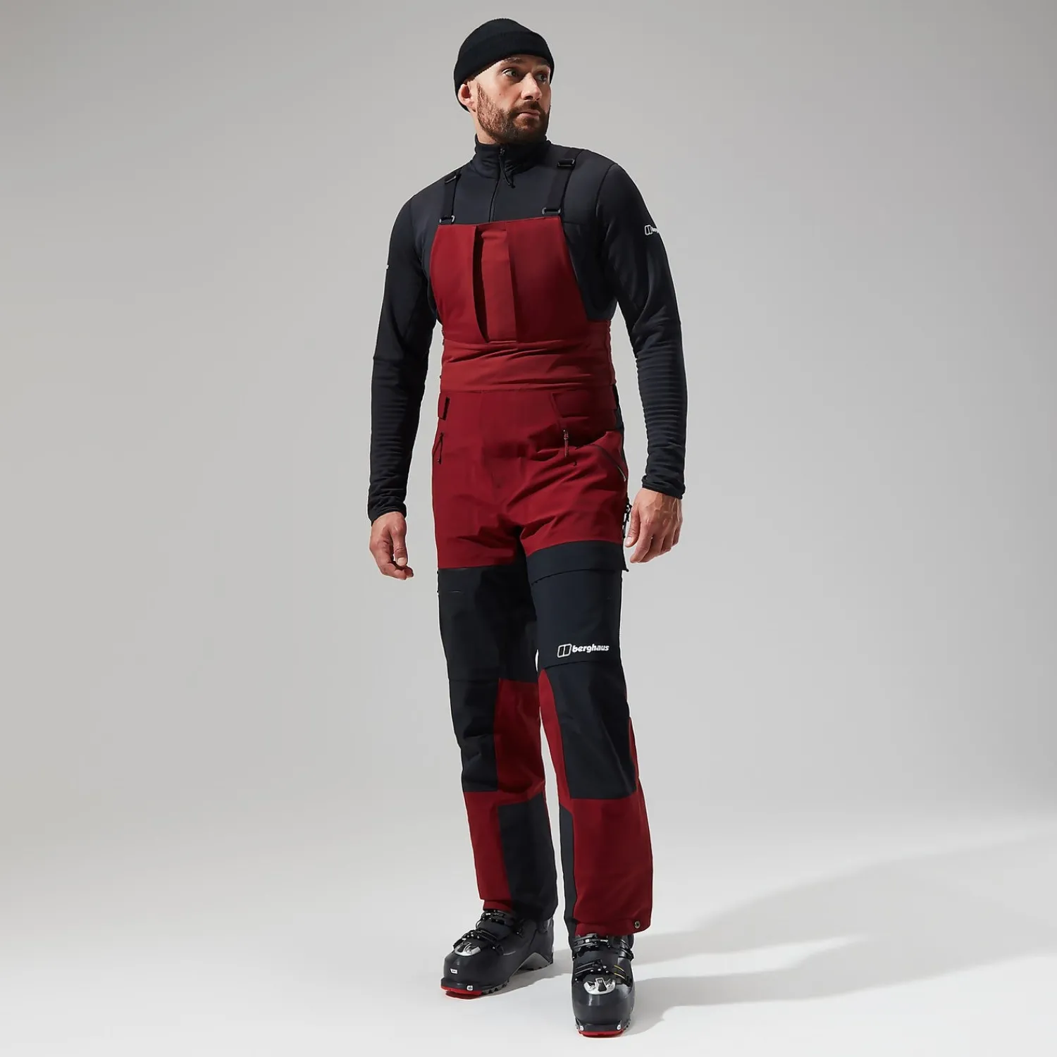 Berghaus MTN Arete Descend GTX Bib Pants für Herren - Dunkelrot/Schwarz-Herren Überhosen | Lange Hosen