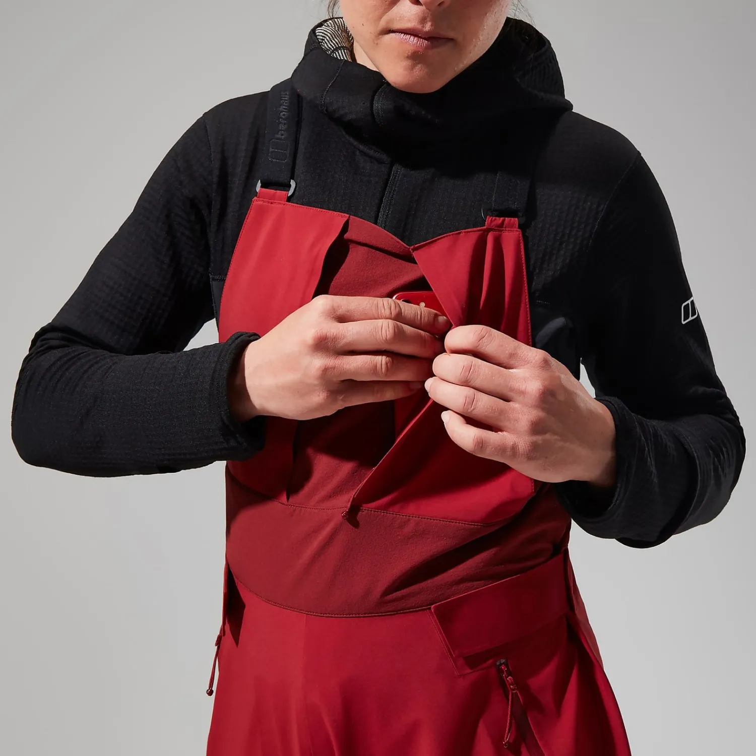 Berghaus MTN Arete Descend GTX Bib Pants für Damen - Rot-Damen Überhosen | Lange Hosen