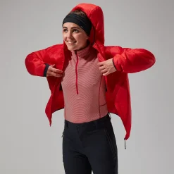 Berghaus MTN Arete Synthetischer Hoodie für Damen - Rot/Schwarz-Damen Isolierend | Lightweight
