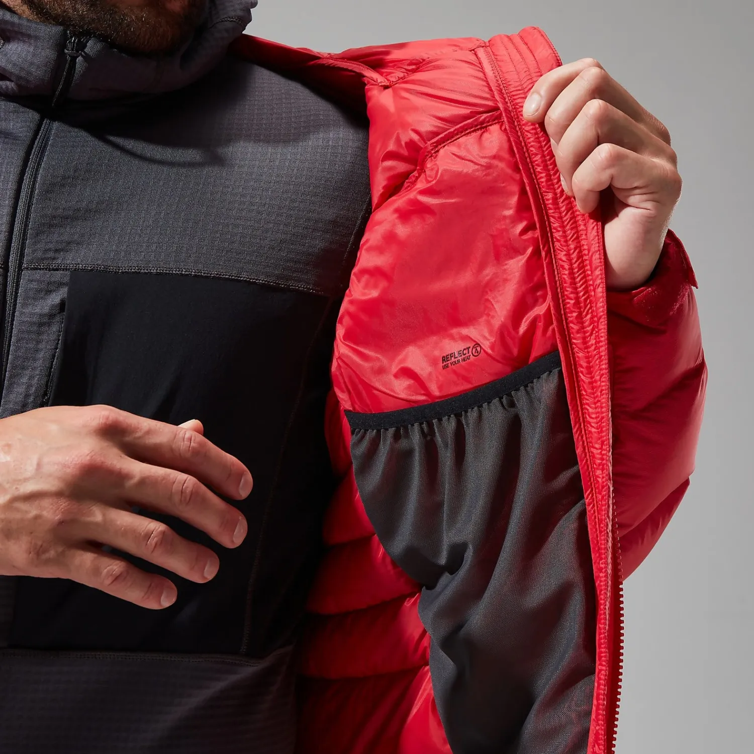 Berghaus MTN Arete Ultra Down Hoodie für Herren - Rot/Schwarz-Herren Hoodies Und Sweatshirts | Isolierend