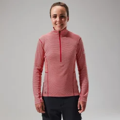 Berghaus MTN Guide Long Sleeve Half Zip Fleece für Damen - Rot-Damen Baselayer