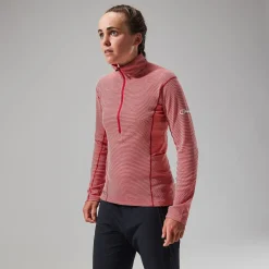 Berghaus MTN Guide Long Sleeve Half Zip Fleece für Damen - Rot-Damen Baselayer