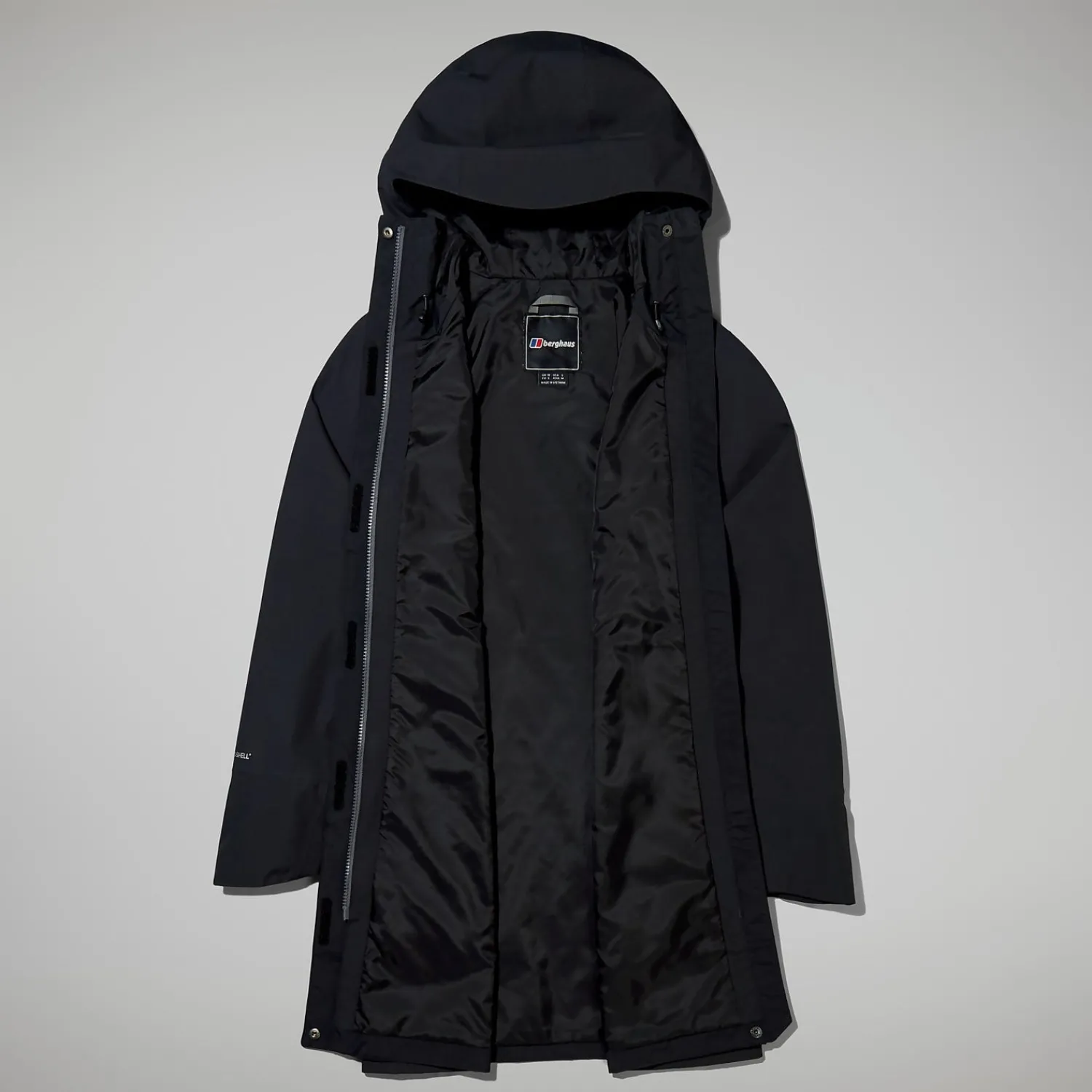 Berghaus Omeara Lange Jacken für Damen - Schwarz-Damen Wasserdicht