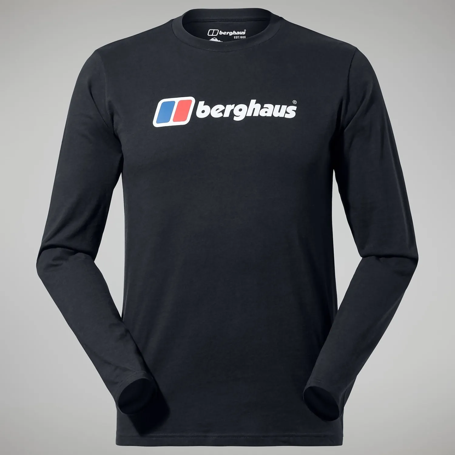 Berghaus Organic Big Logo Long Sleeve T-Shirt für Herren - Schwarz-Herren T-shirts
