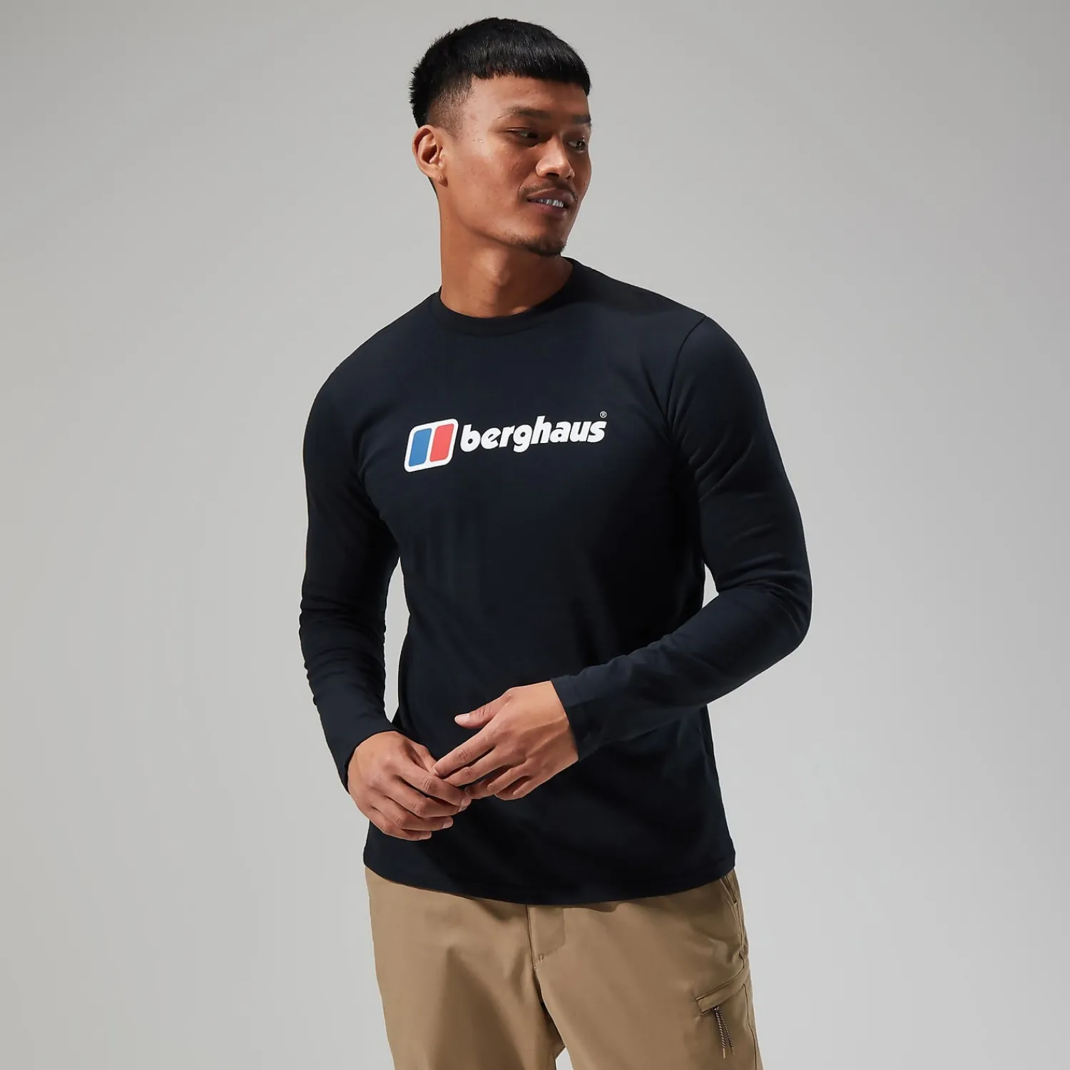 Berghaus Organic Big Logo Long Sleeve T-Shirt für Herren - Schwarz-Herren T-shirts