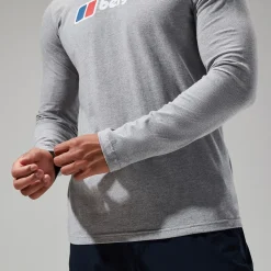 Berghaus Organic Big Logo Long Sleeve T-Shirt für Herren - Dunkelgrau-Herren T-shirts
