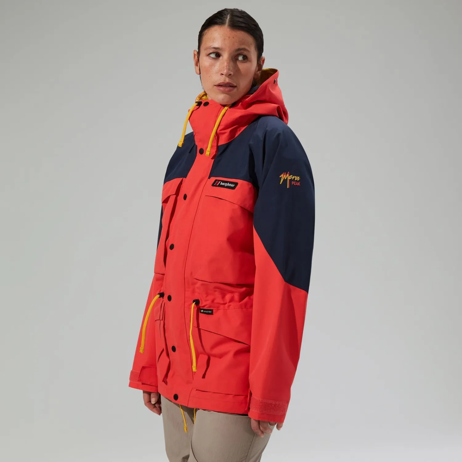 Berghaus Wasserdichte Mera Peak 2000 Unisex-Jacke - Rot/Blau-Damen Wasserdicht | Wasserdicht